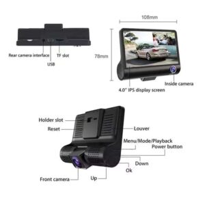 Caméra 3 Objectifs de tableau de bord HD 1080P – Image 3