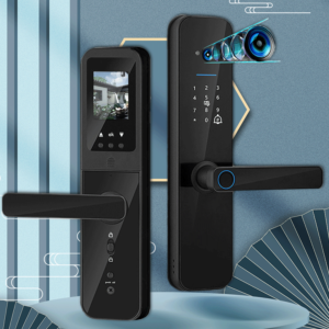 Serrure de porte intelligente Wifi avec caméra biométrique, carte intelligente à empreintes digitales – Image 3