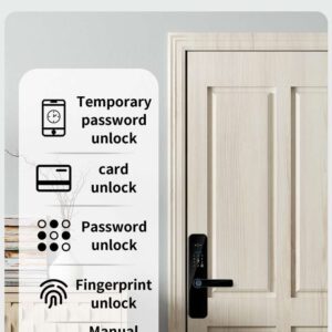 Serrure de porte intelligente Wifi avec caméra biométrique, carte intelligente à empreintes digitales – Image 5